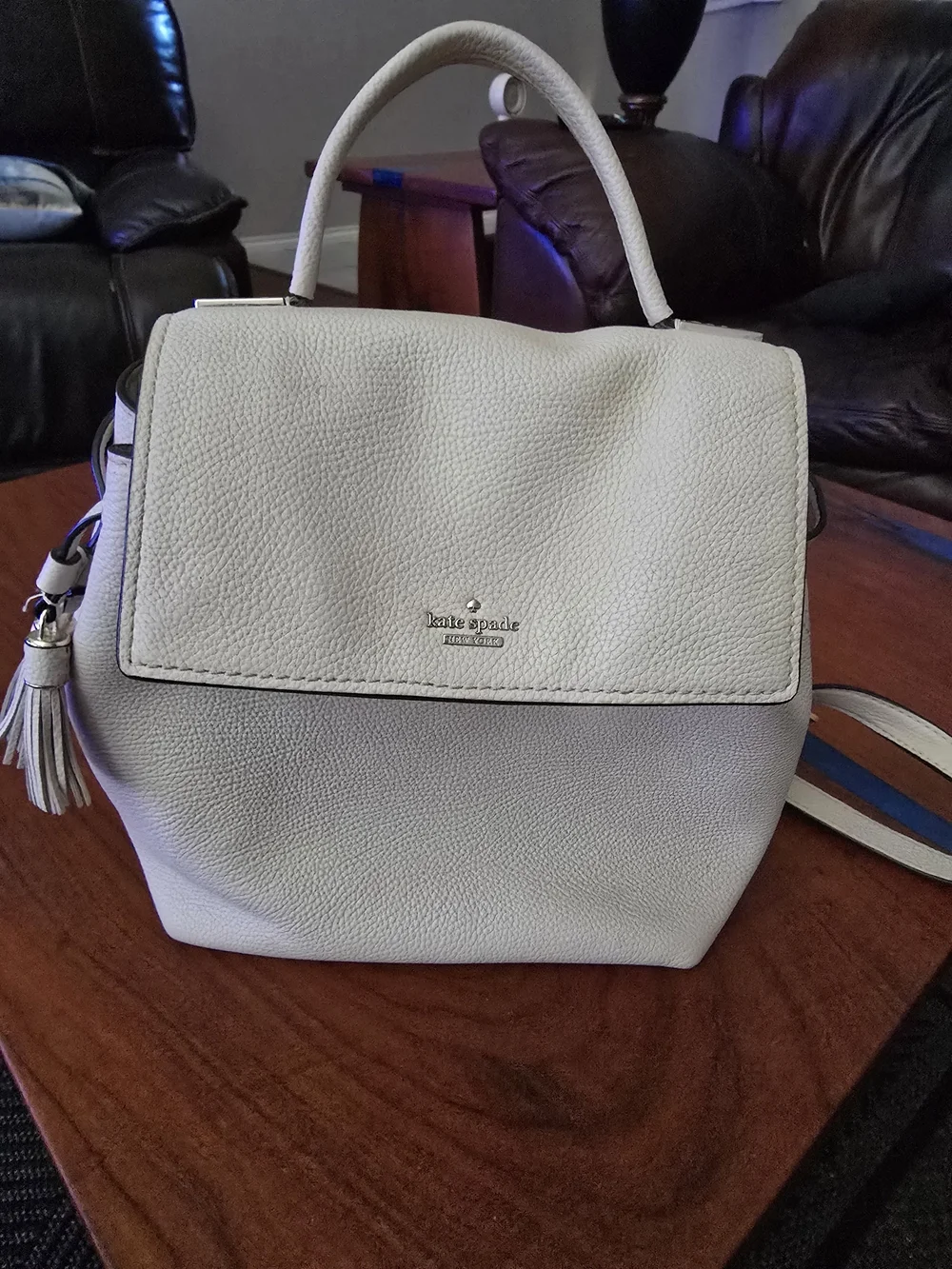 kate spade New York Cream Pebbled Leather Top-Handle Backpack
